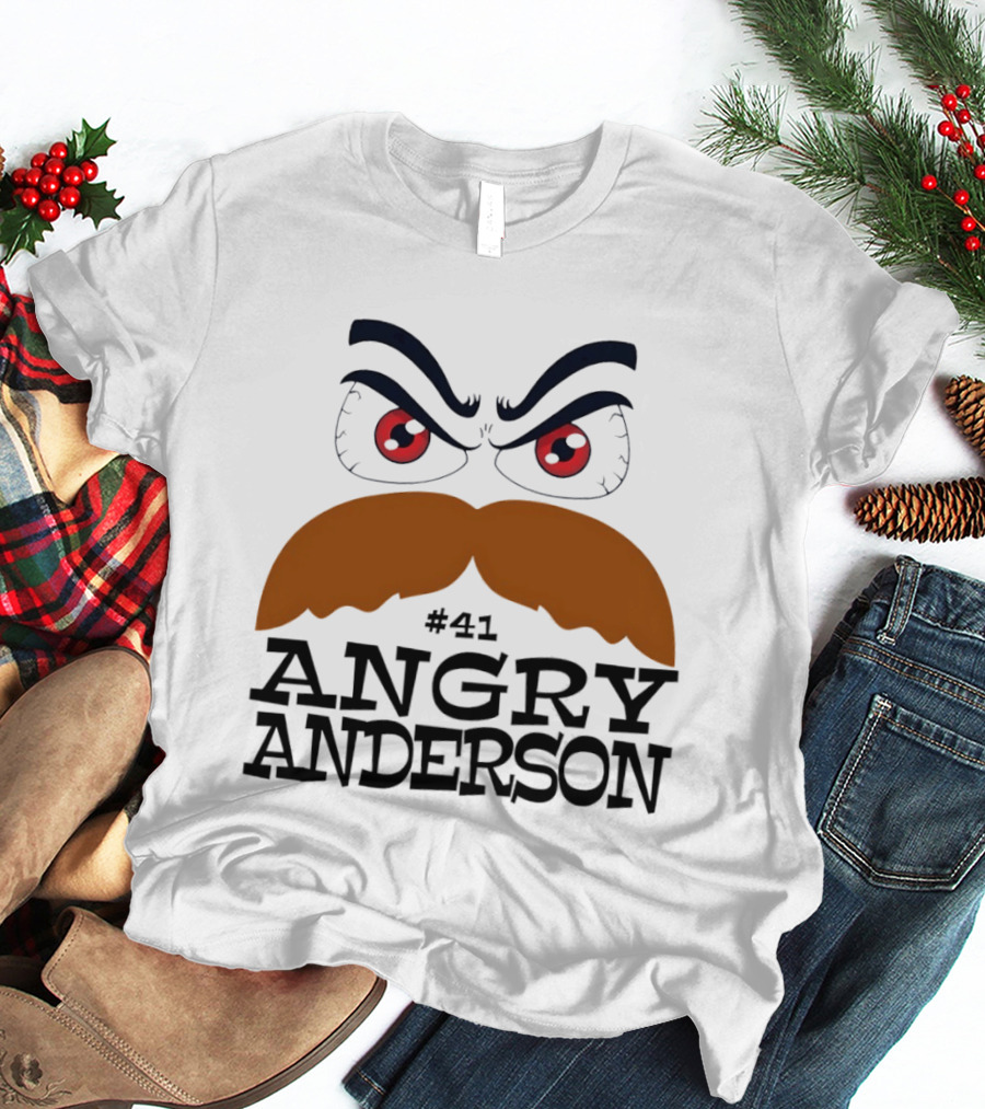 Angry Anderson #41 Big Face Brown Mustache Red Eyes T-Shirt