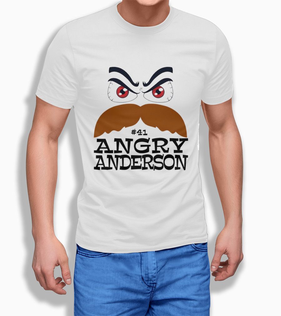 Angry Anderson #41 Big Face Brown Mustache Red Eyes T-Shirt