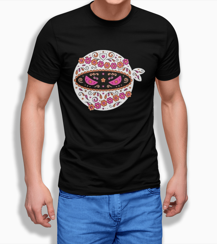 Dia De Los Muertos San Diego Padres Pitching Ninja Baseball Skull Floral T-Shirt