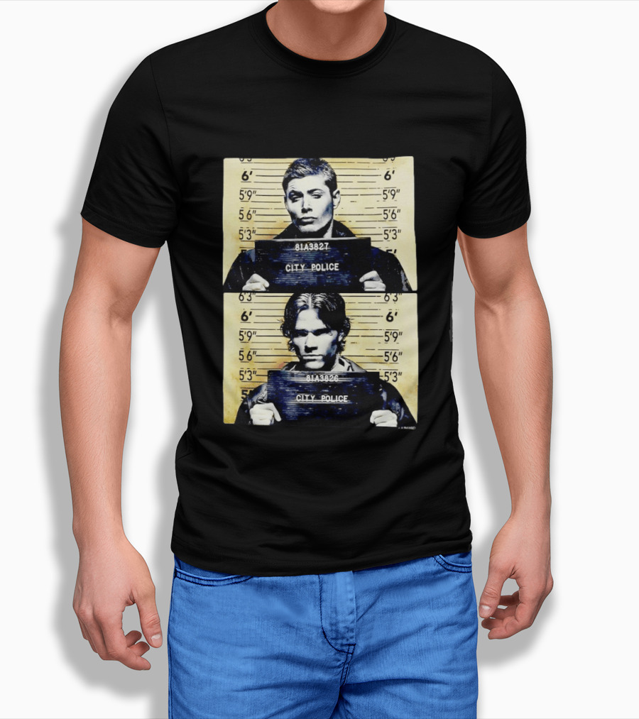 Supernatural Sam And Dean Winchester Shot City Police 81A3827 81A3826 T-Shirt