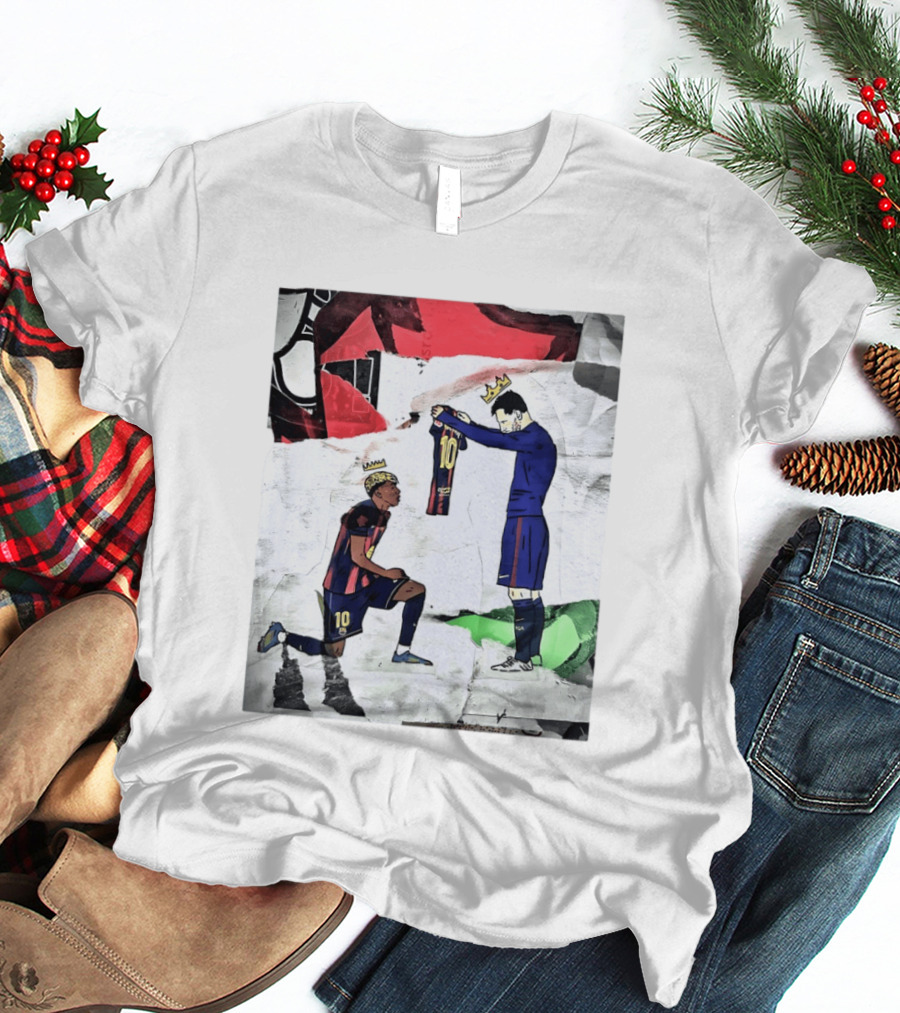 Lionel Messi Lamine Yamal Barcelona FC Art Collaboration T-Shirt