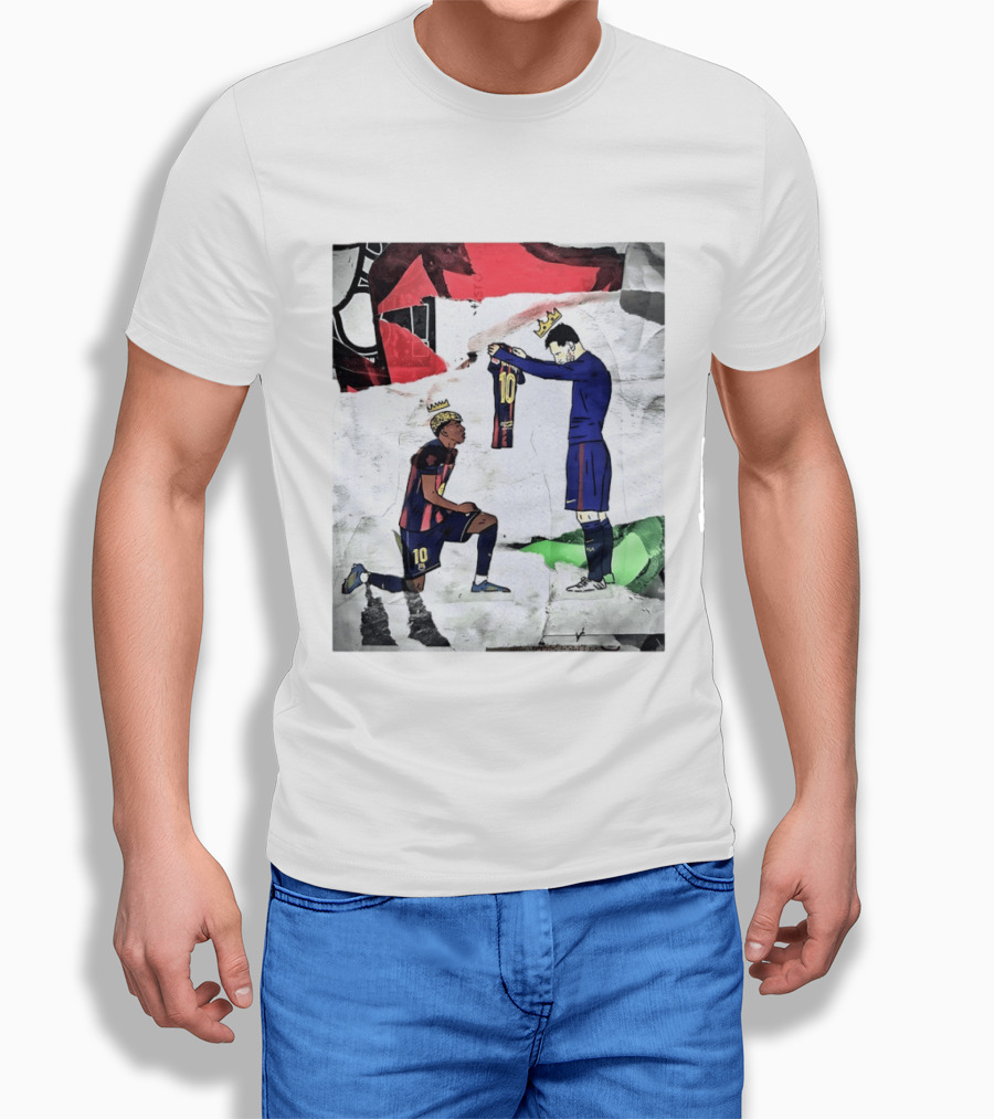 Lionel Messi Lamine Yamal Barcelona FC Art Collaboration T-Shirt