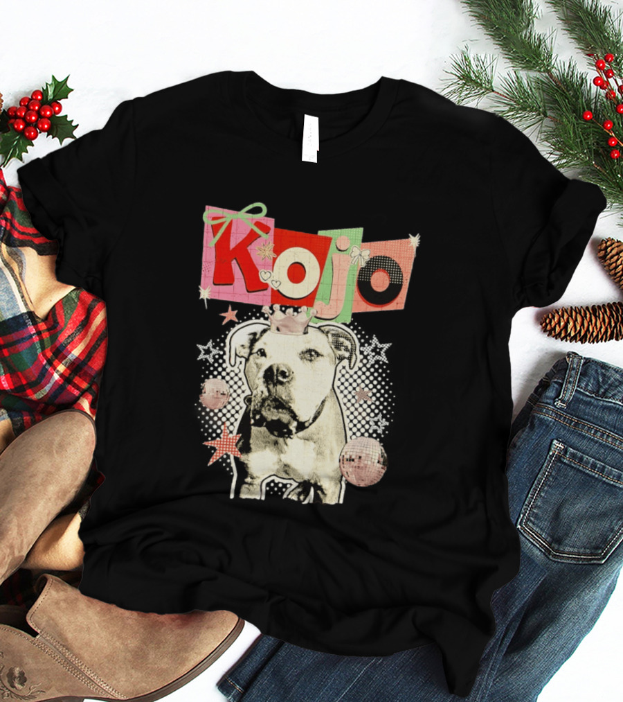 Kojo Dog Crown Retro Style Collage With Hearts And Stars T-Shirt