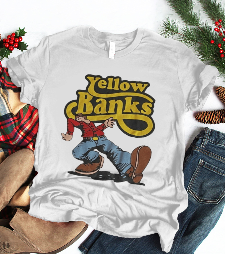 Yellow Banks Retro Cartoon Style Fun T-Shirt