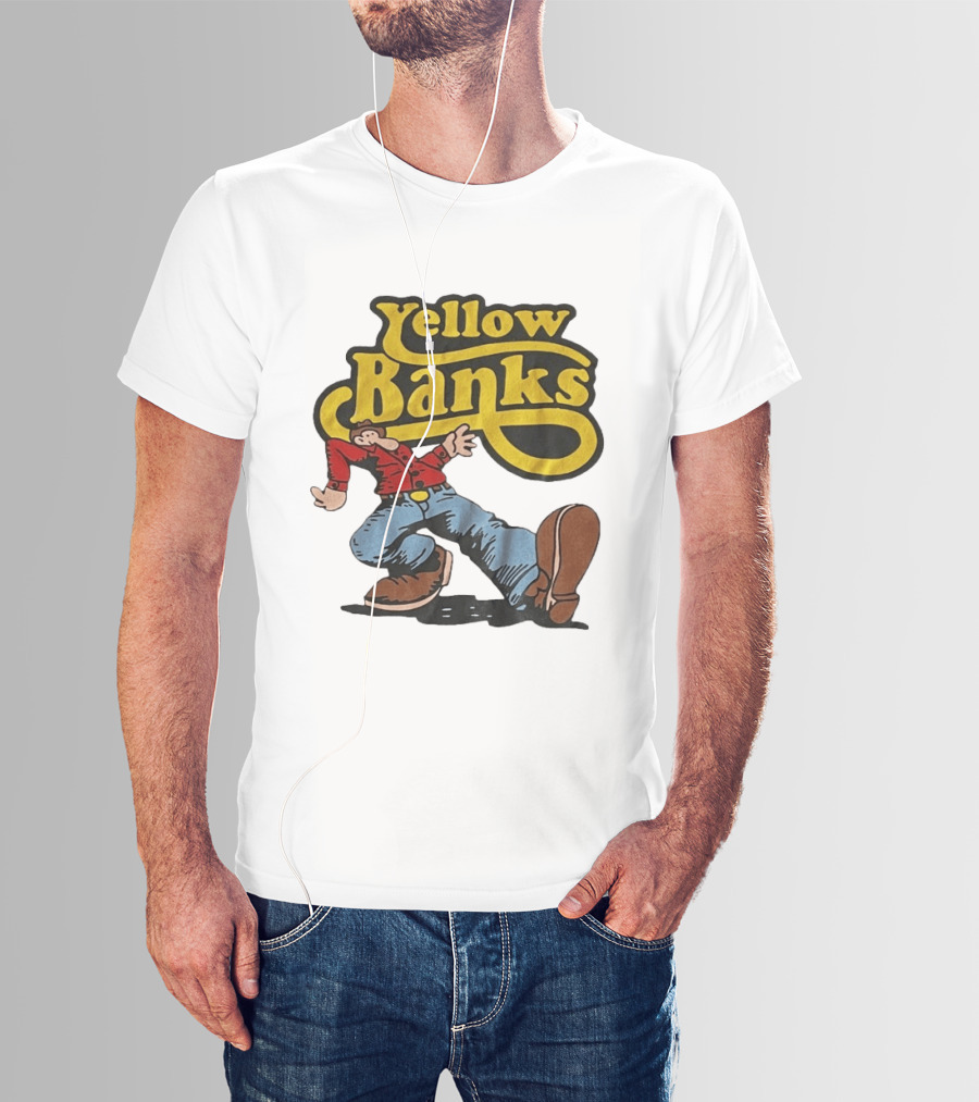 Yellow Banks Retro Cartoon Style Fun T-Shirt
