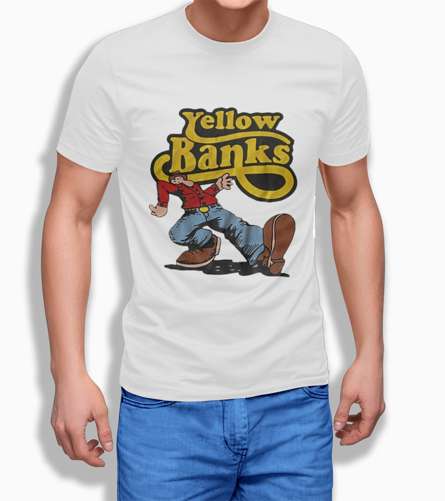 Yellow Banks Retro Cartoon Style Fun T-Shirt