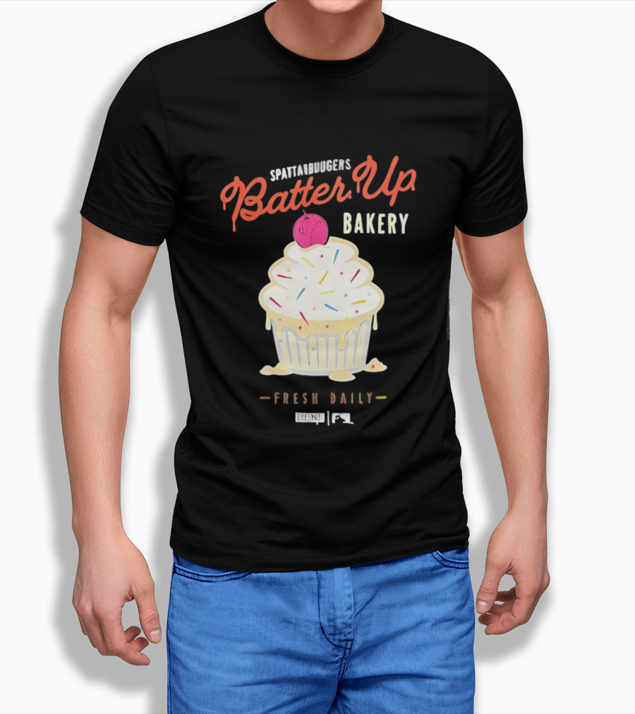 Batter Up Bakery Fresh Daily Cupcake Baseball T-Shirt