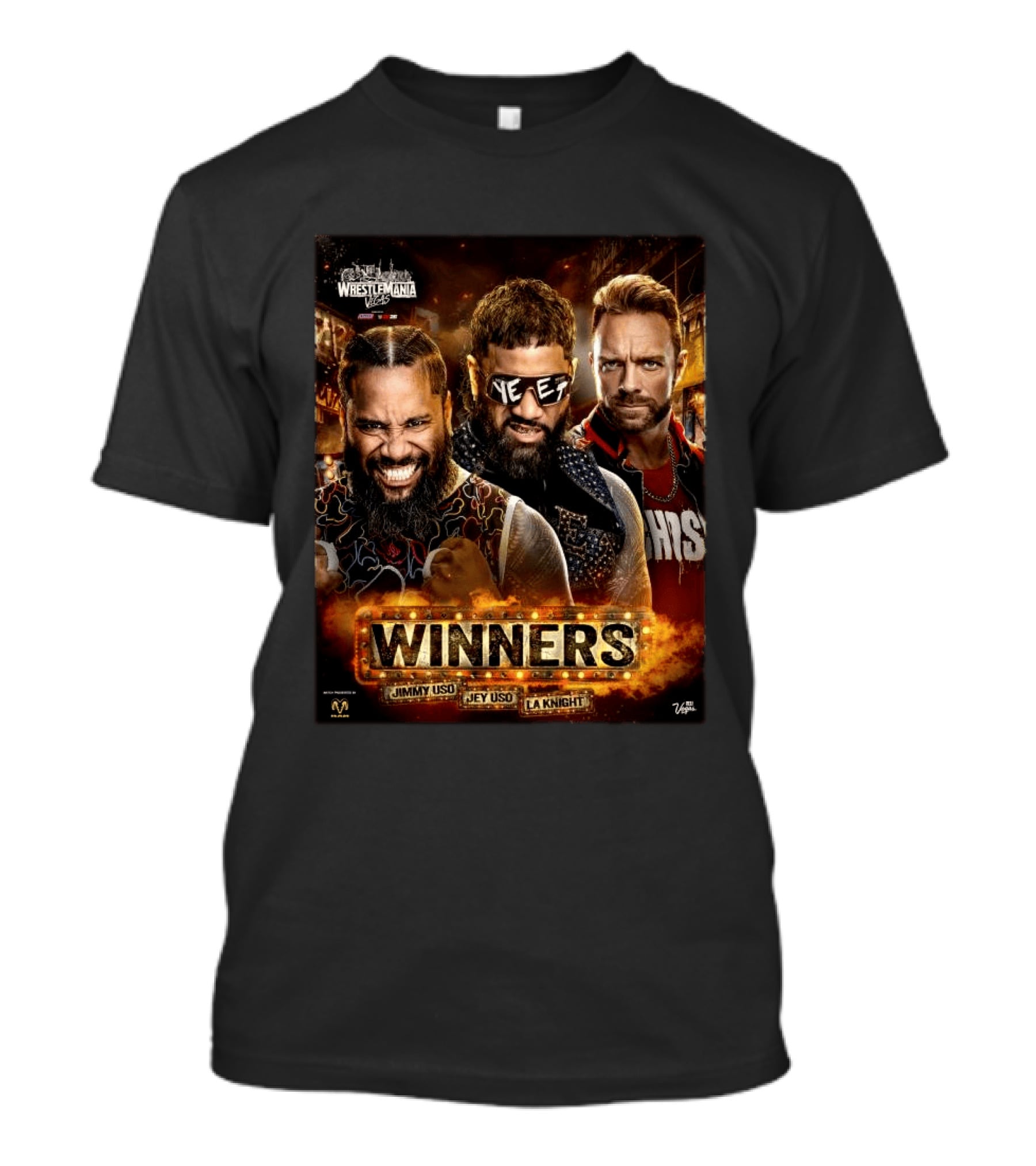 WWE WrestleMania 42 Winners Jimmy Uso Jey Uso LA Knight T-Shirt