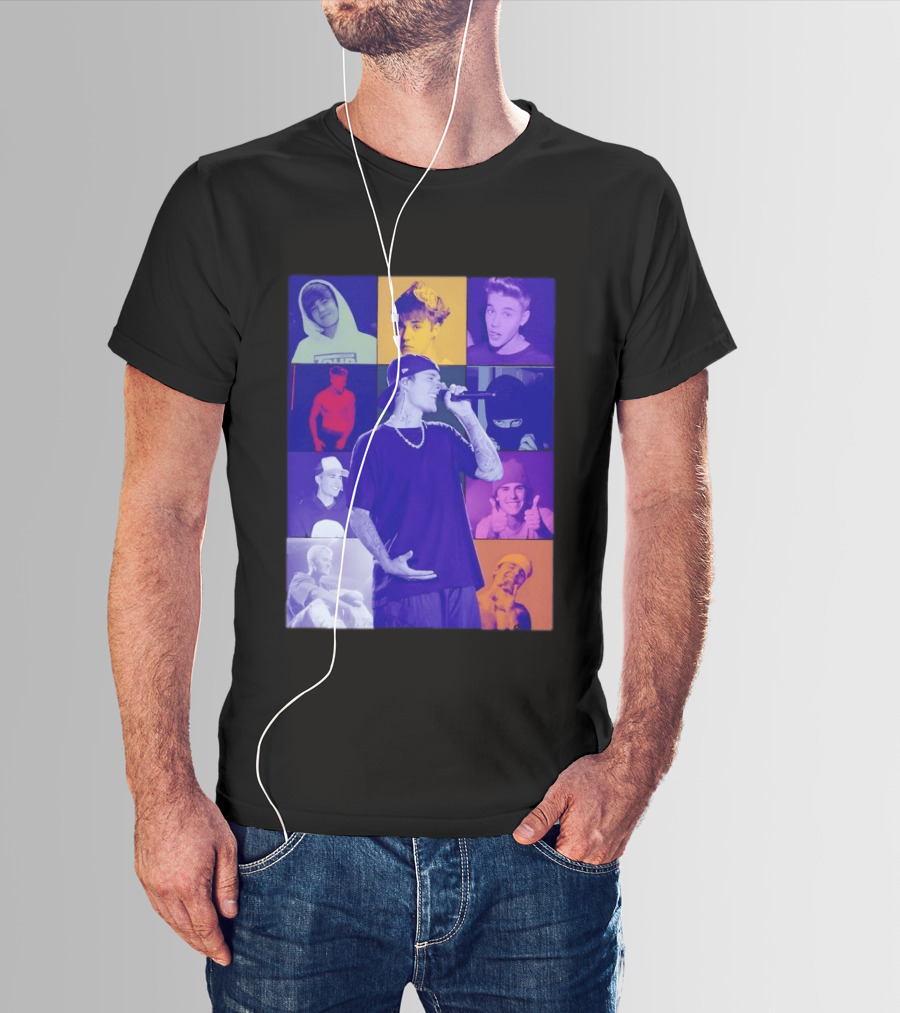 Justin Bieber The Eras Tour Concert Retro Photo Collage T-Shirt