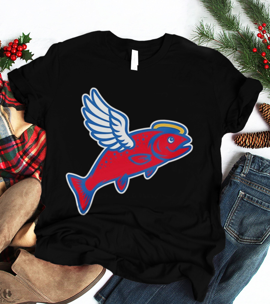 Los Angeles Angels Baseball Flying Fish With Halo And Wings T-Shirt