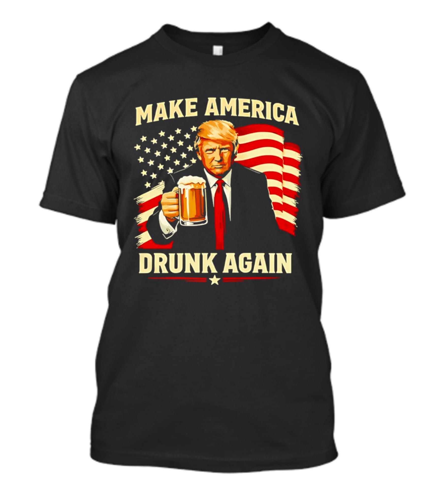 Patriotic Trump Make America Drunk Again Flag Beer T-Shirt