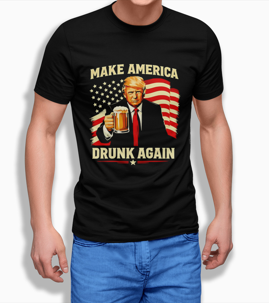 Patriotic Trump Make America Drunk Again Flag Beer T-Shirt