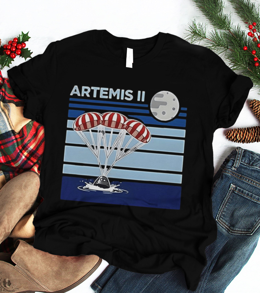 Artemis II Splashdown 2026 Orion Spacecraft Landed With Moon Parachute Scene T-Shirt