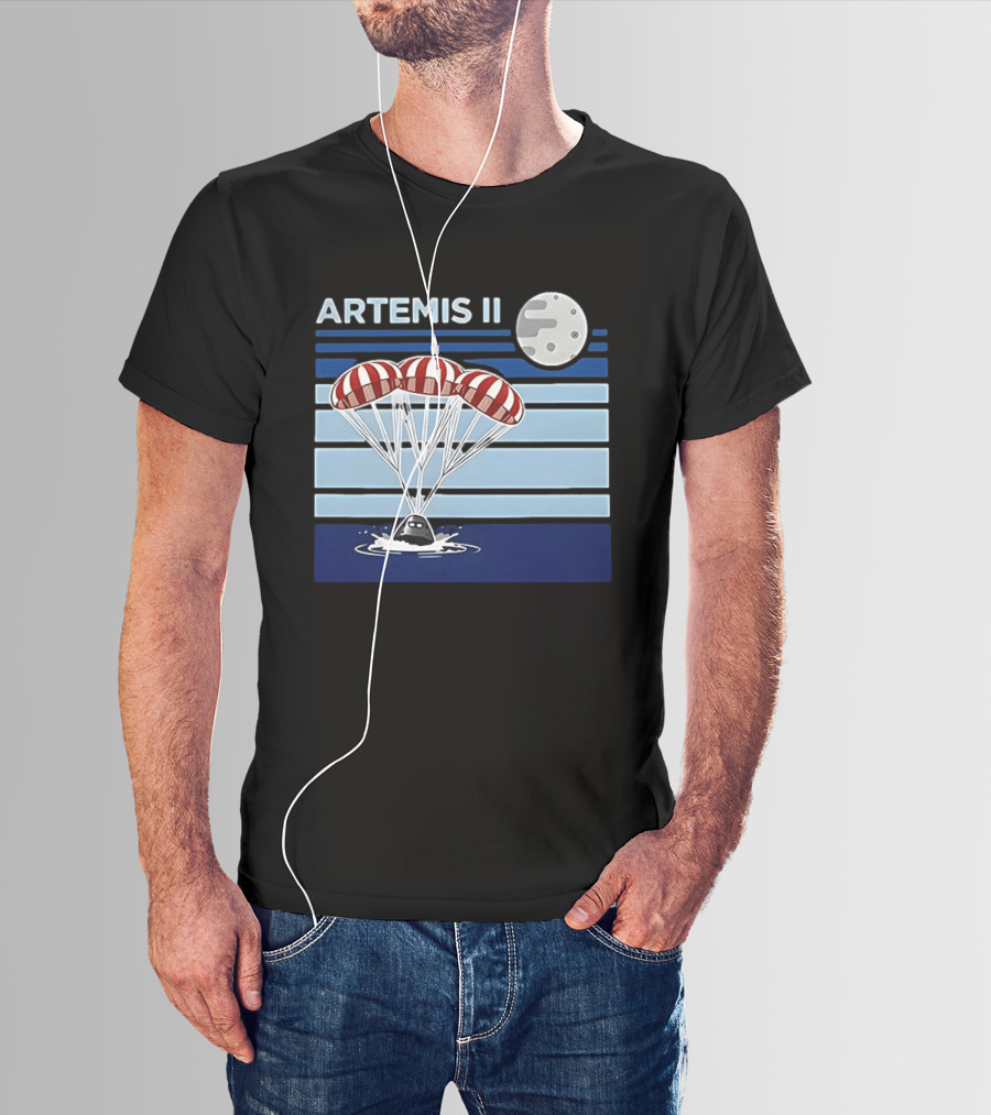 Artemis II Splashdown 2026 Orion Spacecraft Landed With Moon Parachute Scene T-Shirt