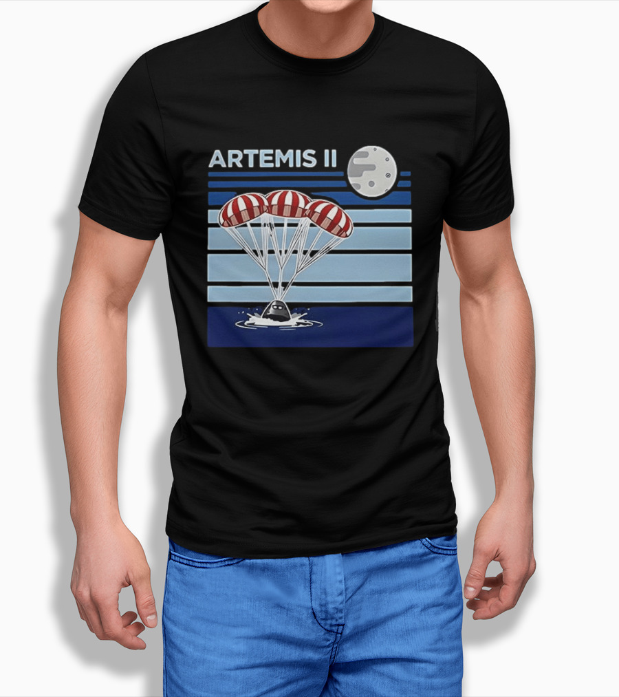 Artemis II Splashdown 2026 Orion Spacecraft Landed With Moon Parachute Scene T-Shirt