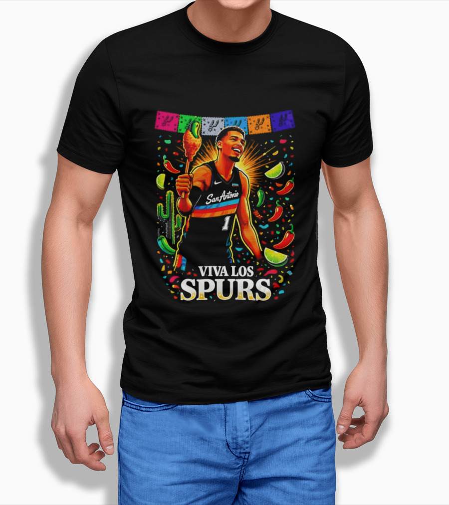 Viva Los Spurs Victor Wembanyama San Antonio Basketball NBA Fiesta Celebration T-Shirt