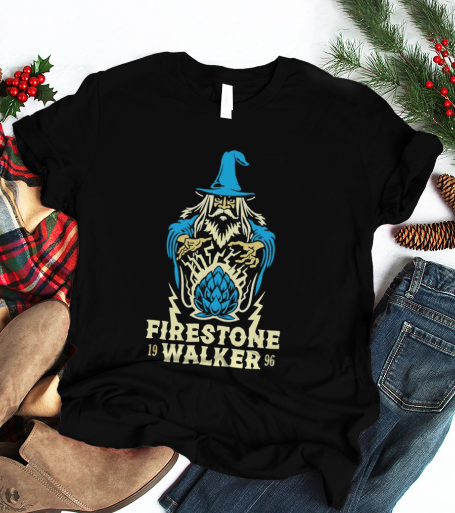 Firestone Walker 1996 Wizard Hat And Bearded Figure With Lightning Bolts T-Shirt
