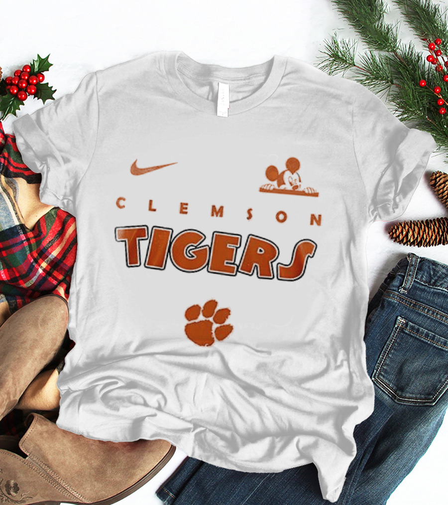 Clemson Tigers Mickey Mouse Ears Up Game On Nike T-Shirt