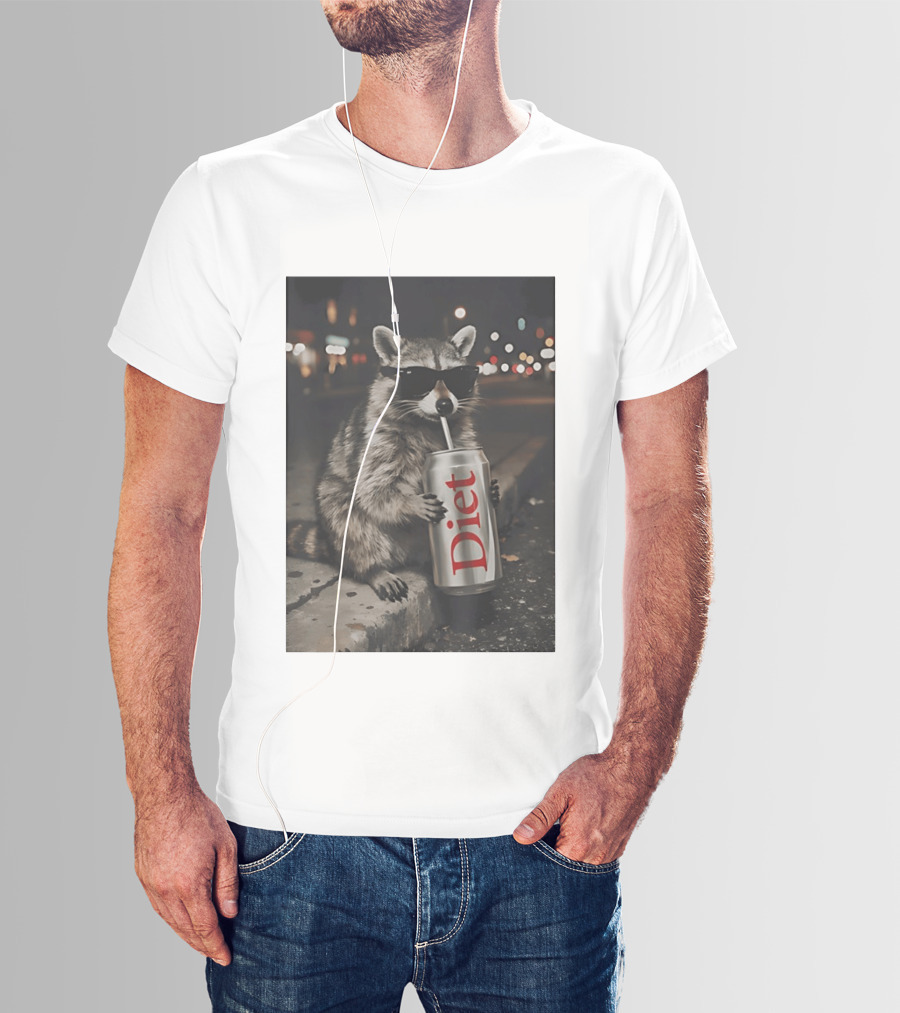Raccoons Diet Soda Gen Z Dank Meme Raccoon With Sunglasses And Soda Can T-Shirt
