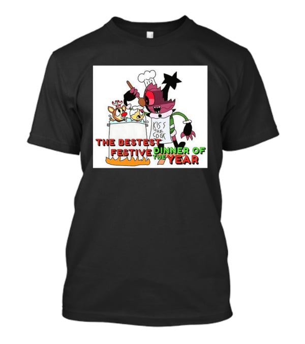 The Bestest Festive Dinner Of The Year Kiss The Cook Chef Monster Reindeer Cooking T-Shirt