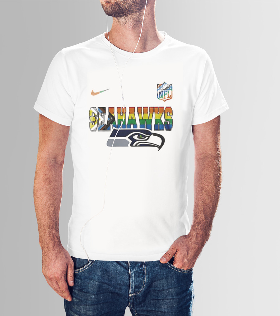 Seattle Seahawks Rainbow Pride NFL Peanuts Collaboration Snoopy Nike T-Shirt