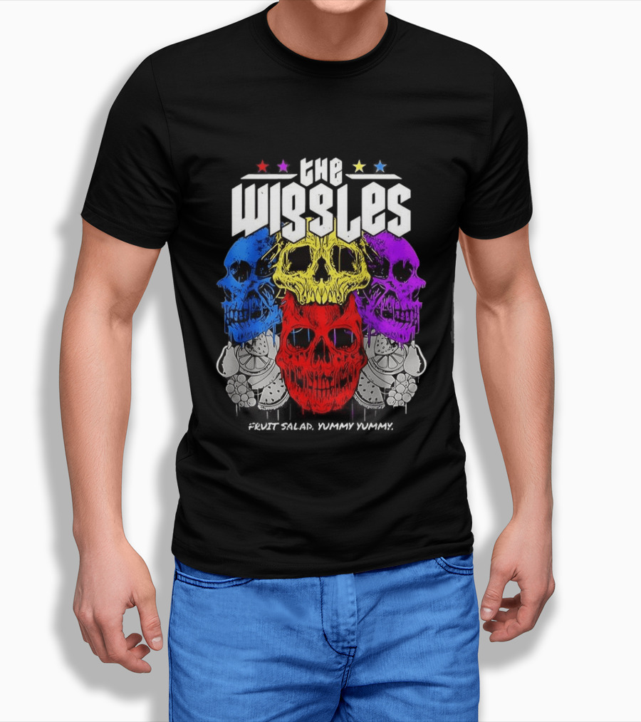The Wiggles Fruit Salad Yummy Yummy Colorful Skull T-Shirt