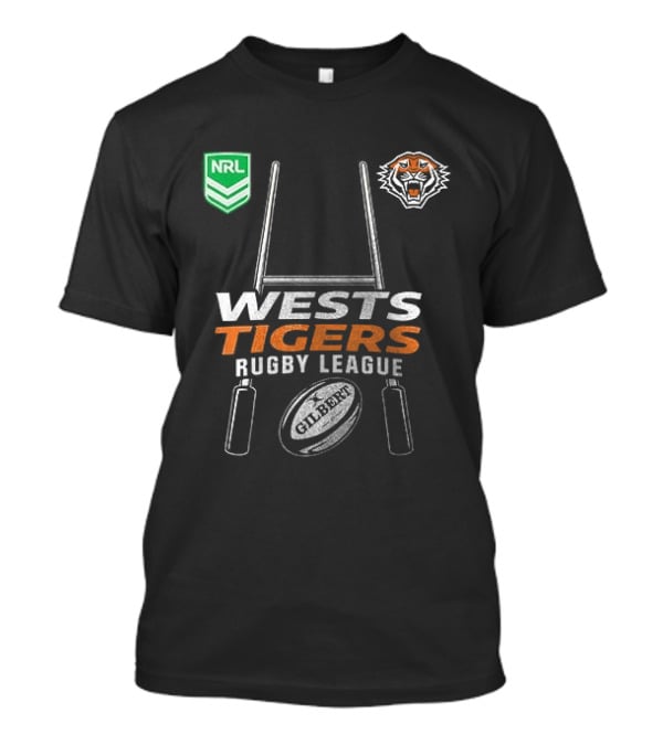 Wests Tigers Rugby League NRL X Motor Harley Davidson Skeleton Gilbert Rugby Ball T-Shirt