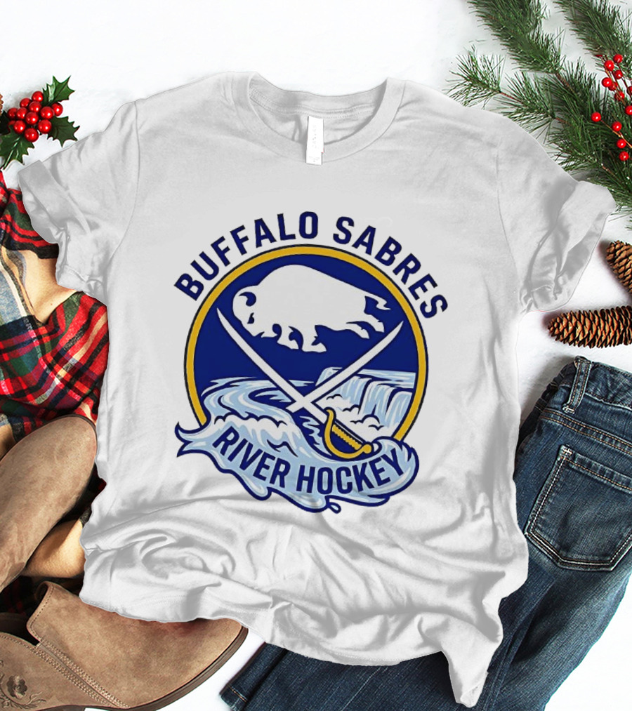 Buffalo Sabres River Hockey White Buffalo And Swords T-Shirt