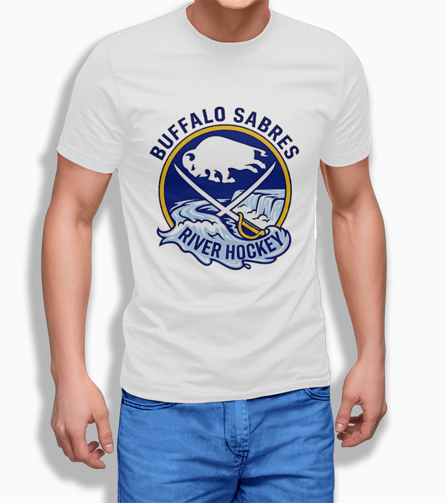 Buffalo Sabres River Hockey White Buffalo And Swords T-Shirt