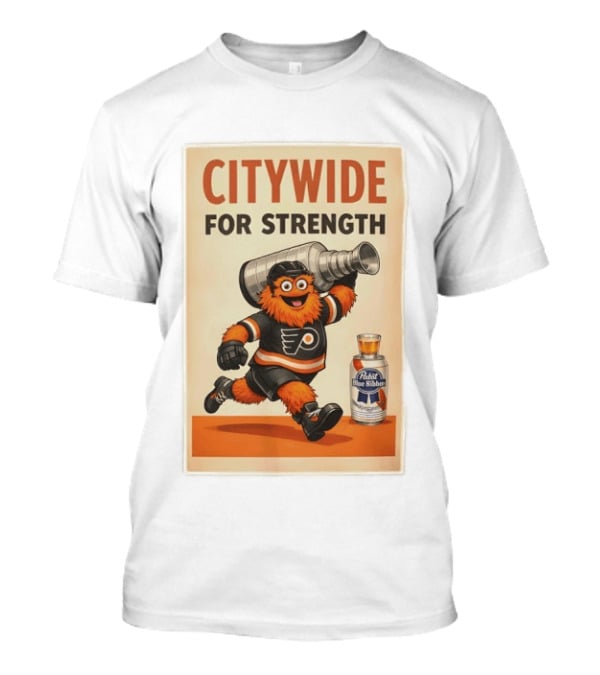 Citywide For Strength Philadelphia Flyers Gritty Pabst Blue Ribbon Stanley Cup T-Shirt
