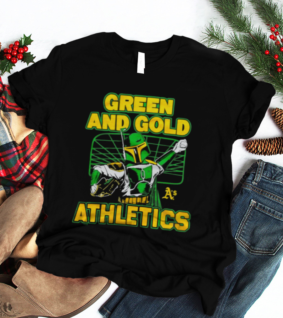Green And Gold Athletics Dark Side Star Wars Bounty Hunter T-Shirt