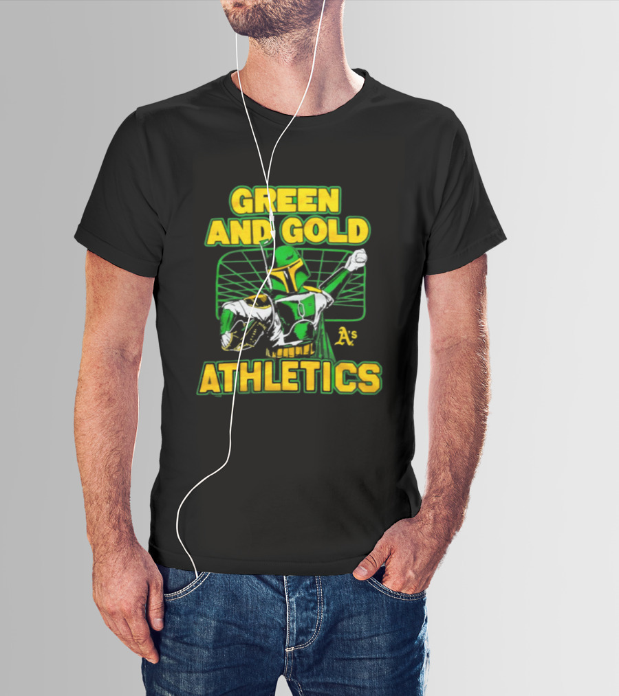 Green And Gold Athletics Dark Side Star Wars Bounty Hunter T-Shirt