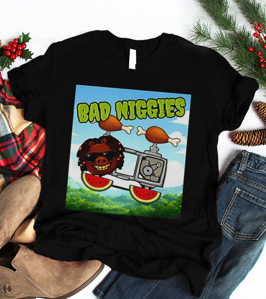 Bad Niggies Angry Birds Parody Flying Pig T-Shirt