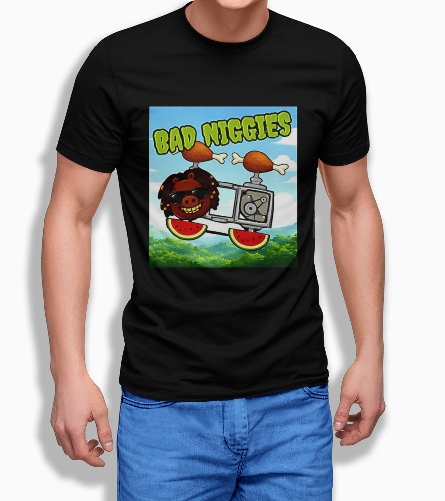 Bad Niggies Angry Birds Parody Flying Pig T-Shirt