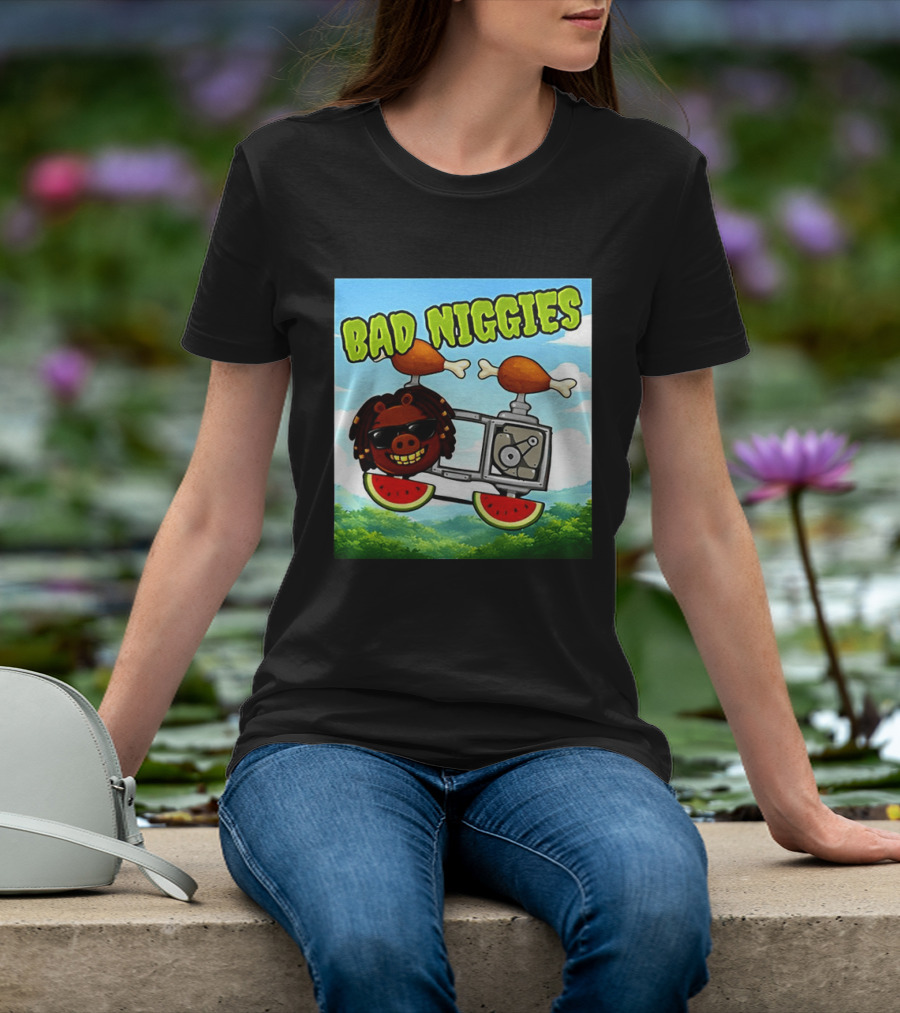Bad Niggies Angry Birds Parody Flying Pig T-Shirt
