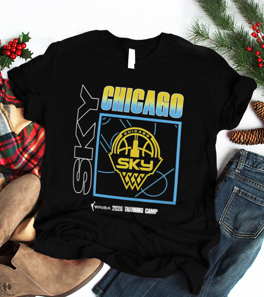 Chicago Sky WNBA 2026 Training Camp Logo With Basketball And Skyline T-Shirt