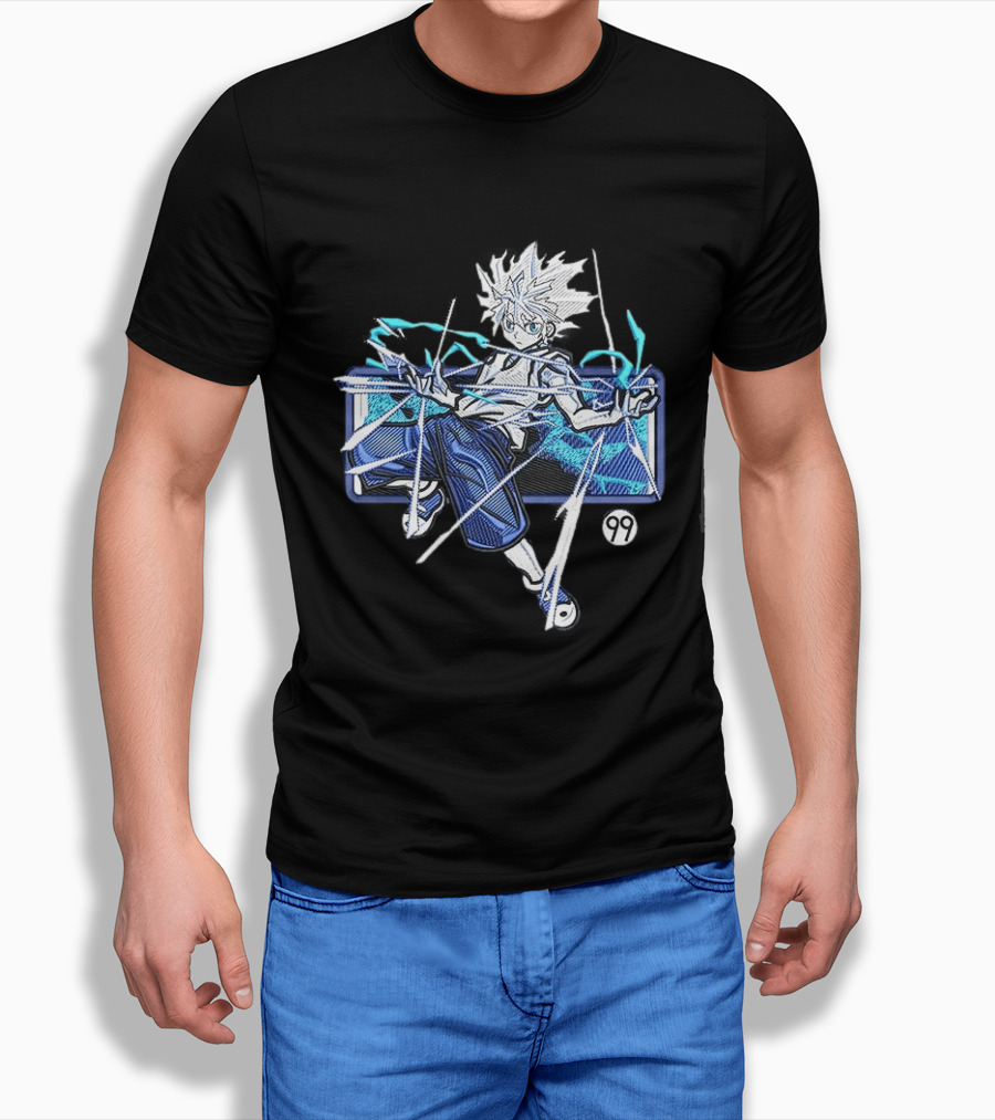 Hunter X Hunter Killua 99 Anime Graphic Manga Style Electric Aura T-Shirt