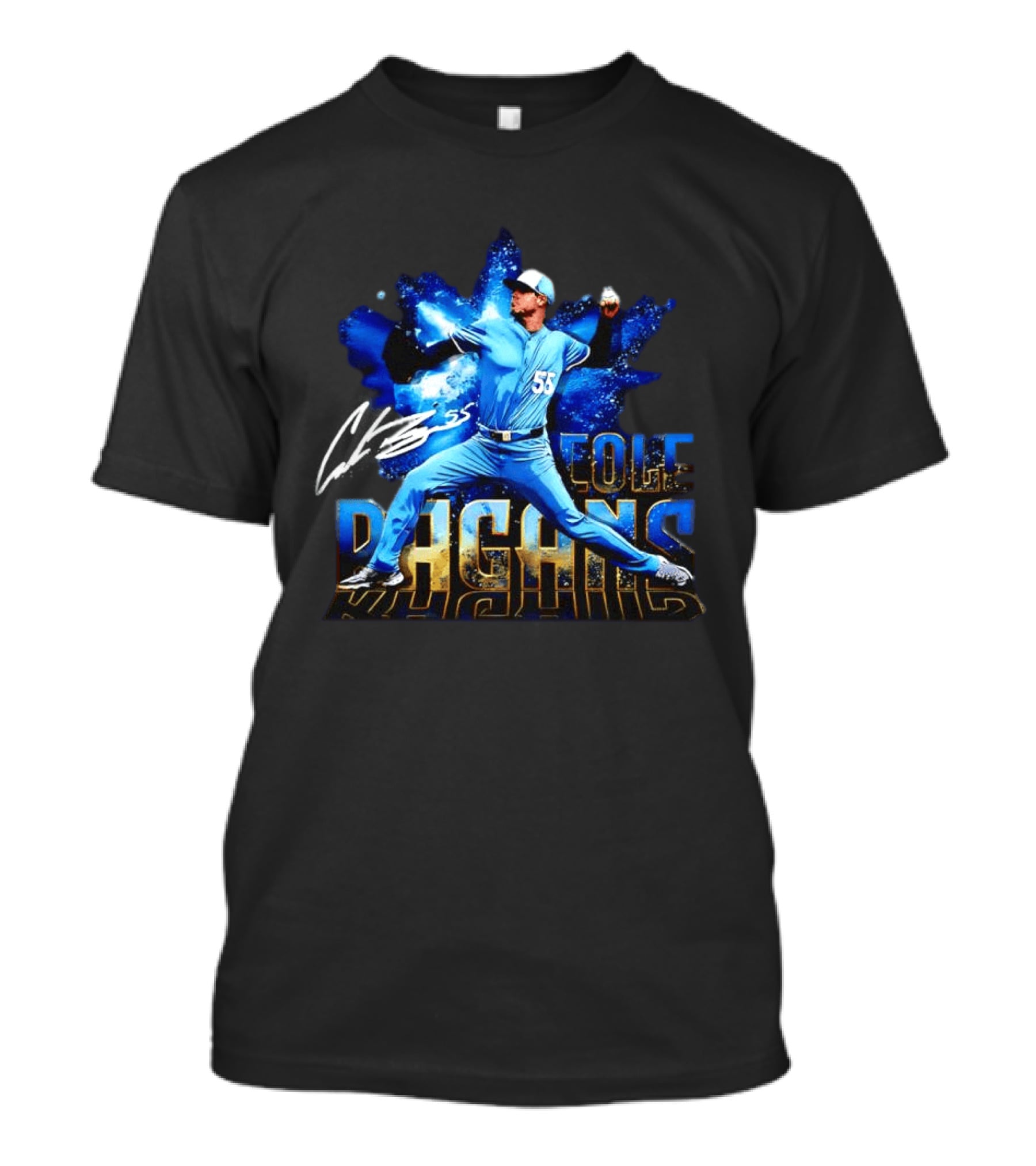 Cole Ragans 55 Kansas City Royals MLB Burst Pitcher Action T-Shirt