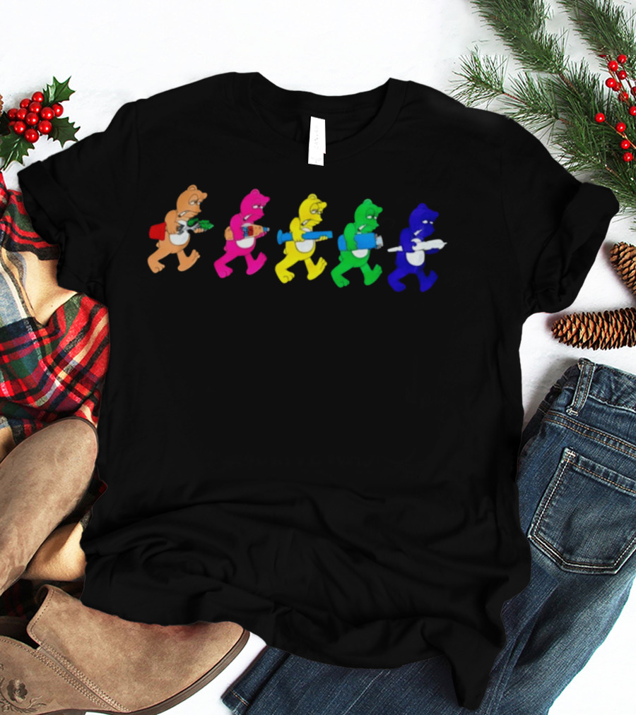 Colorful Cartoon Bears With Vibrant Smoking Accessories T-Shirt