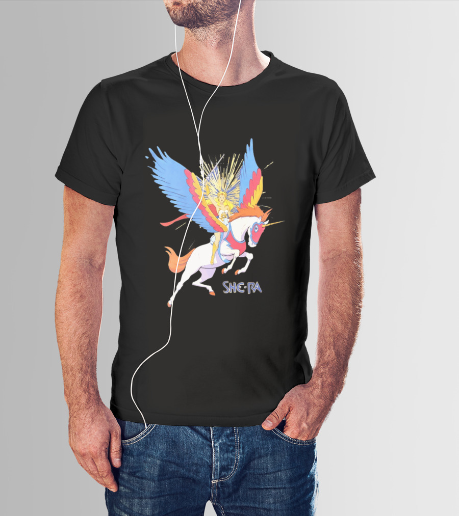 She Ra Riding Swift Wind Pegasus Unicorn Adventure T-Shirt