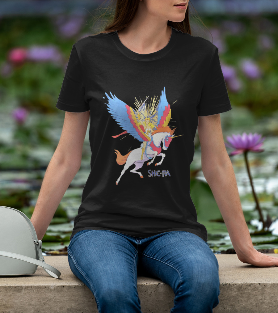 She Ra Riding Swift Wind Pegasus Unicorn Adventure T-Shirt