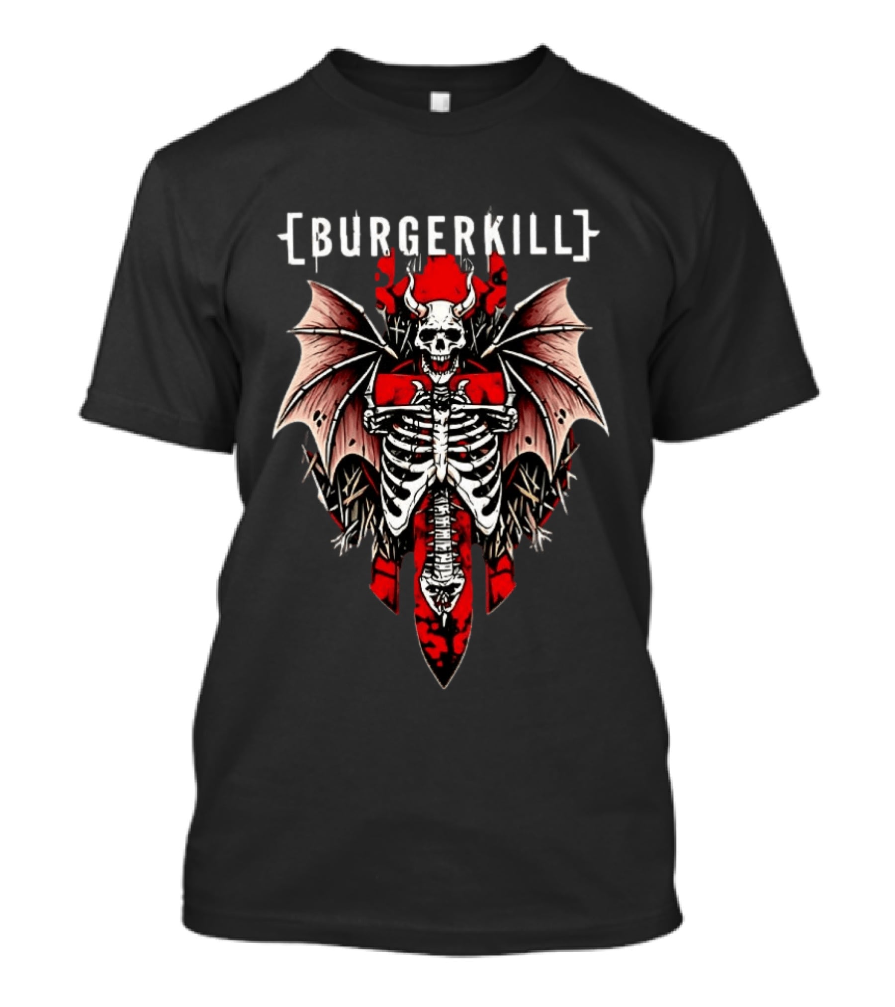 Burgerkill Skeleton Wings Red Demon Bat T-Shirt