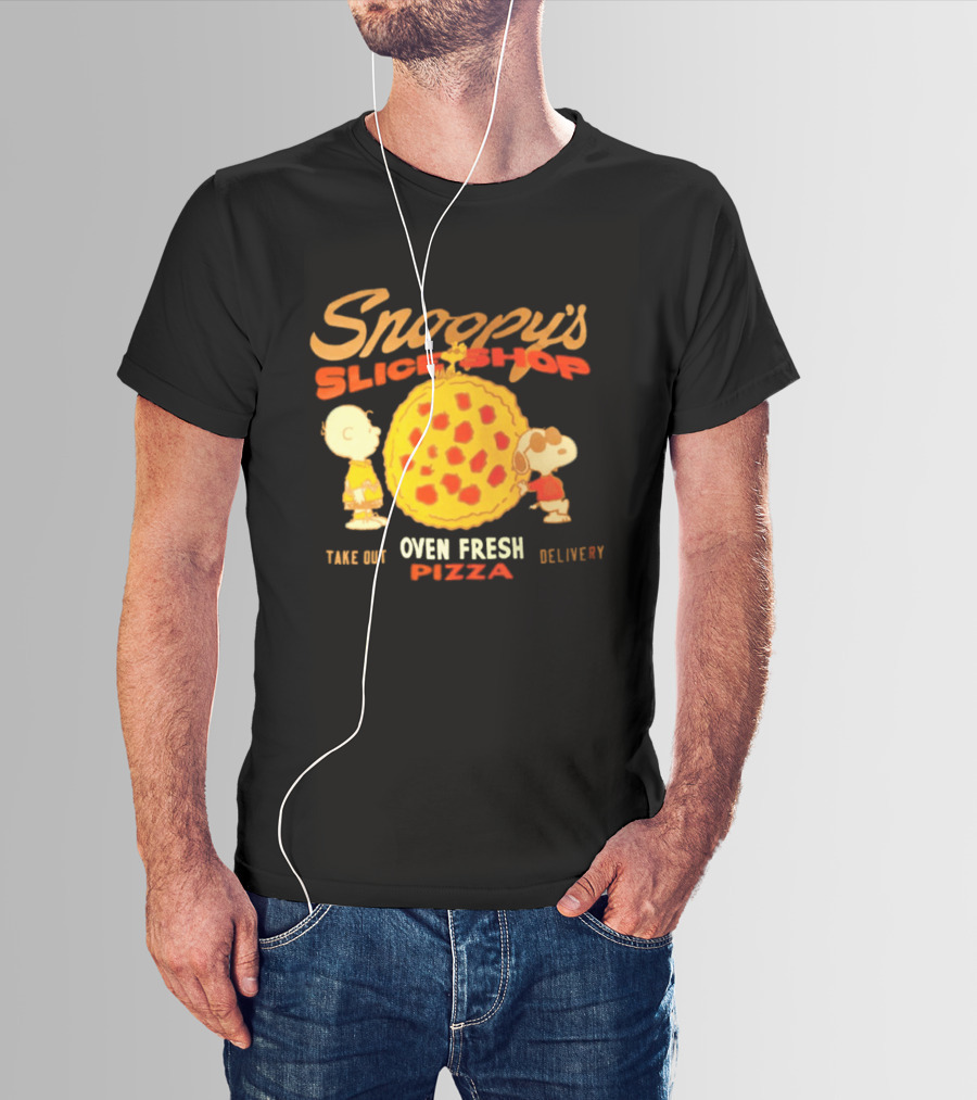 Snoopy's Slice Shop Oven Fresh Pizza Take Out Delivery T-Shirt