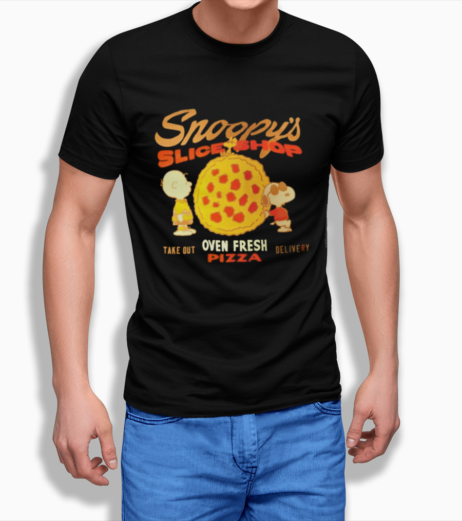Snoopy's Slice Shop Oven Fresh Pizza Take Out Delivery T-Shirt