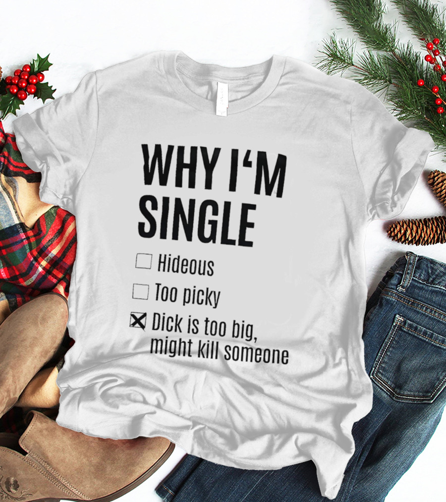 Why I'm Single Hideous Too Picky Dick Is Too Big Might Kill Someone T-Shirt