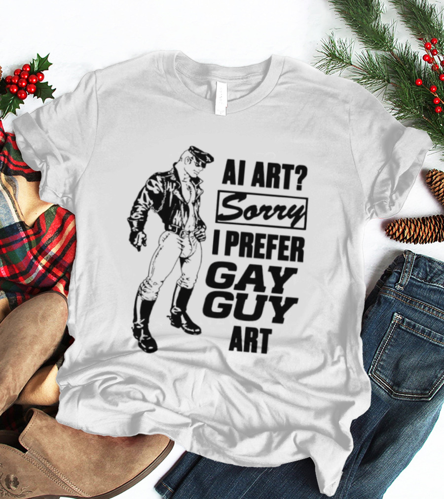 AI Art Sorry I Prefer Gay Guy Art Biker T-Shirt