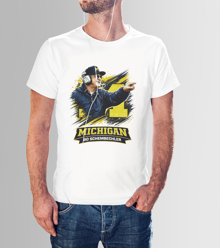 Bo Schembechler Michigan Wolverines Coach Iconic M Football T-Shirt
