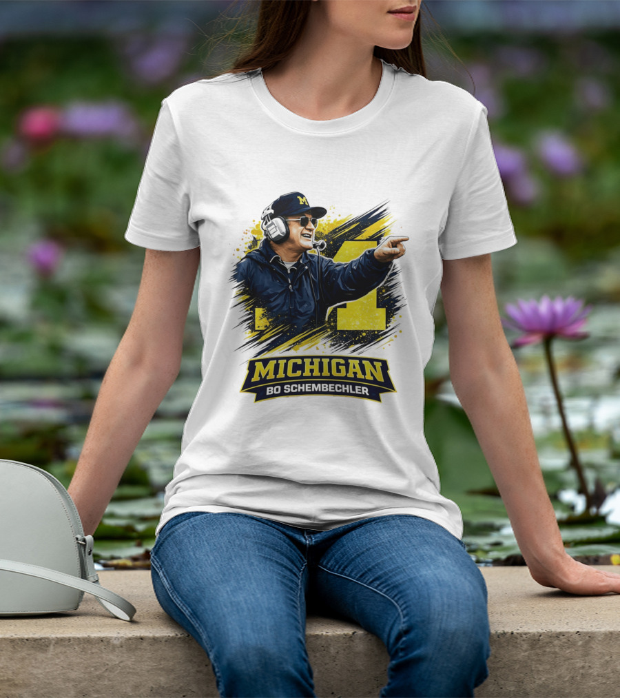 Bo Schembechler Michigan Wolverines Coach Iconic M Football T-Shirt