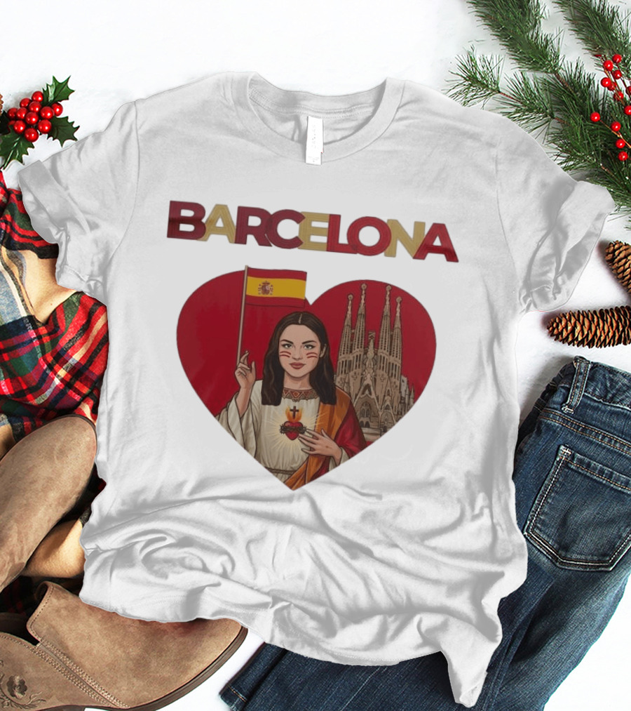 Barcelona Heart Flag Sagrada Familia Olivia Rodrigo Collaboration T-Shirt
