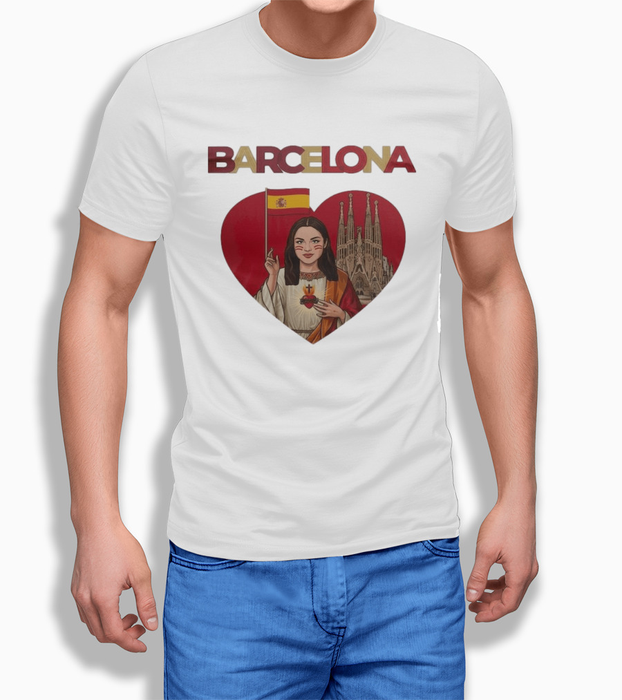 Barcelona Heart Flag Sagrada Familia Olivia Rodrigo Collaboration T-Shirt